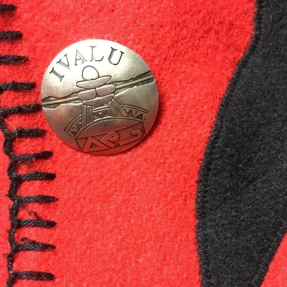 vintage Ivalu Inuit Felted Wool Red/Black Hand Embroidered Jacket Medium - Picture 3 of 15